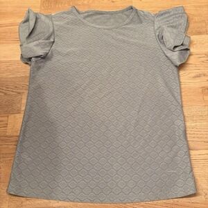 Eyelet Top for Women Crewneck Going Out Casual Summer Basic Loose Shirts Small